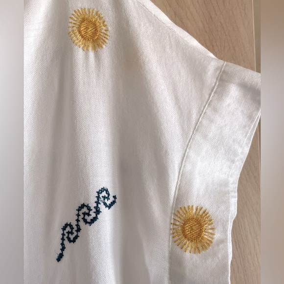 MADEWELL White Embroidered Cotton Button Down Shirt Top XS/S Women’s - Picture 7 of 14